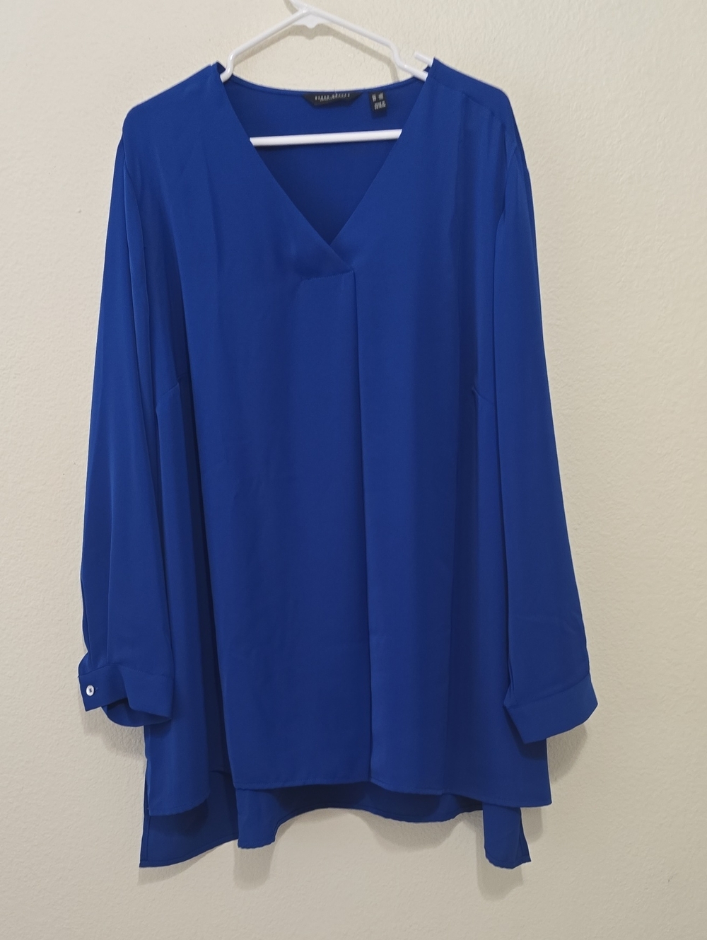 Susan Graver Royal Blue V-Neck Long Sleeve Tunic 3XL